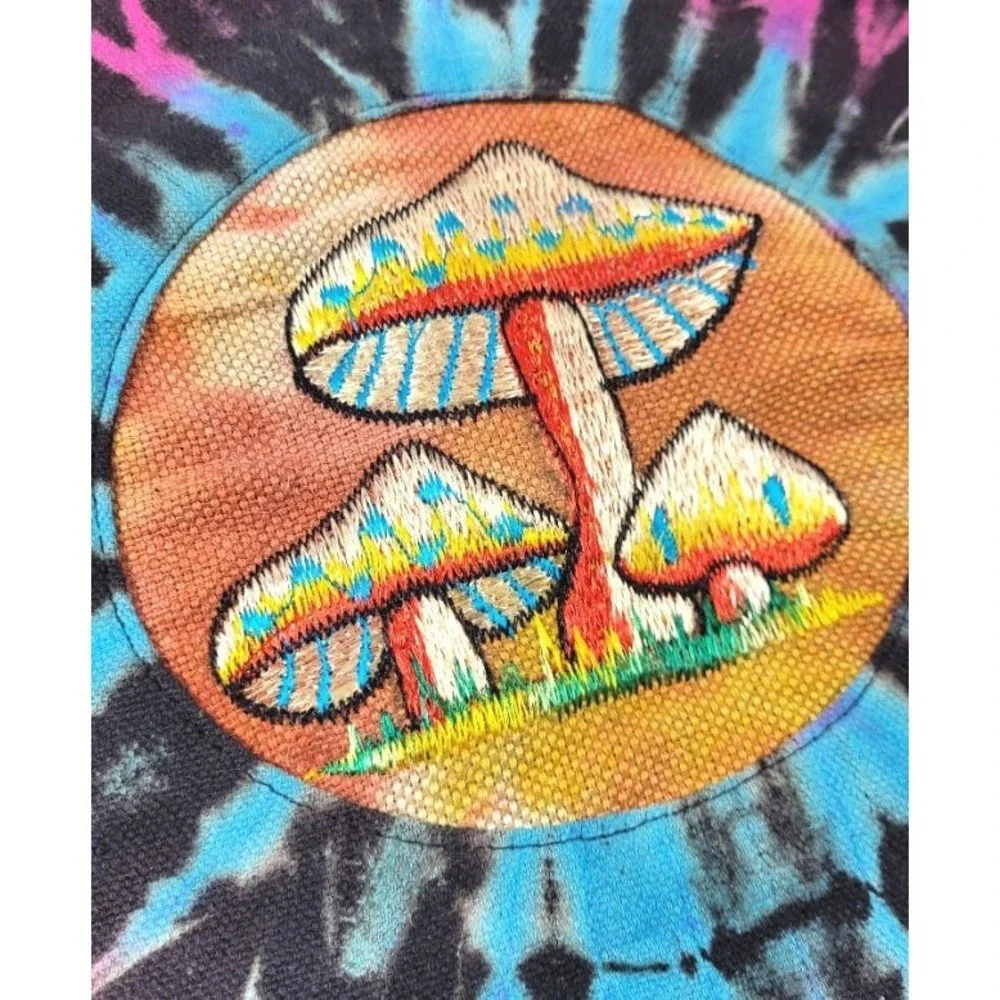 Rising International Tie-Dye Embroidered‎ Mushrooms Hobo Crossbody Bag